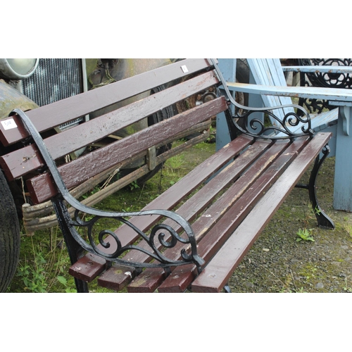 4 - A garden bench with cast iron ends.