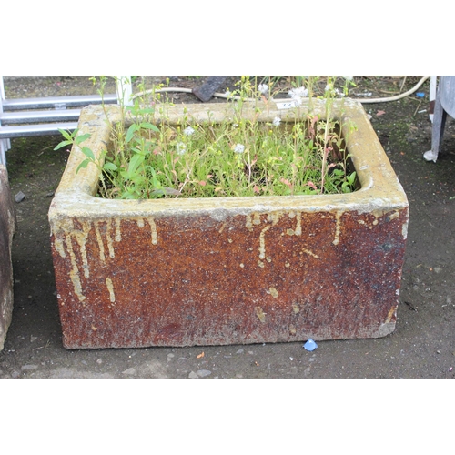 72 - An antique Belfast style clay sink, measuring 52cm x 42cm.