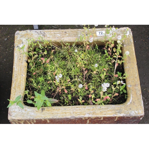 72 - An antique Belfast style clay sink, measuring 52cm x 42cm.