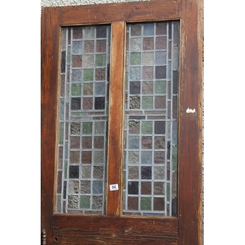 94 - An antique door with stained glass panels, salvaged from the Atlantic Bar/ Londonderry Hotel Portrus... 