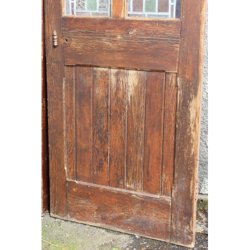 94 - An antique door with stained glass panels, salvaged from the Atlantic Bar/ Londonderry Hotel Portrus... 