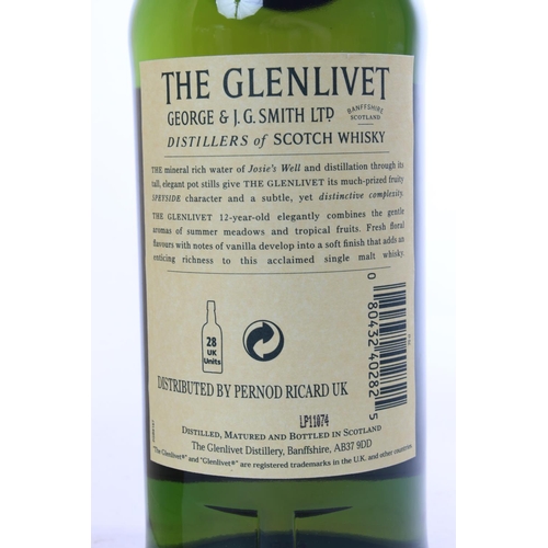 137 - A boxed 70cl bottle The Glenlivet 12 years of age Single Malt scotch whisky.