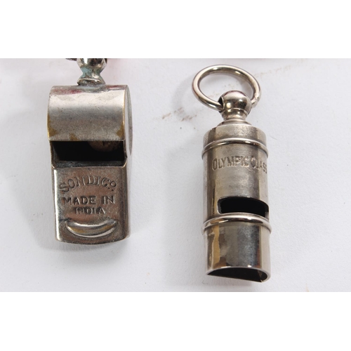 139 - A vintage 'Olympic Class - White Line' whistle and another 'Sondi Co - made in India'.