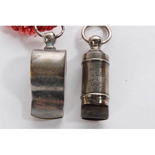 139 - A vintage 'Olympic Class - White Line' whistle and another 'Sondi Co - made in India'.