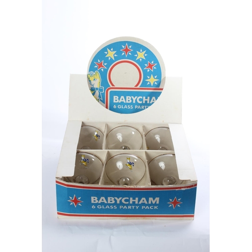 140 - A set of six vintage Babycham glasses in their original card box.