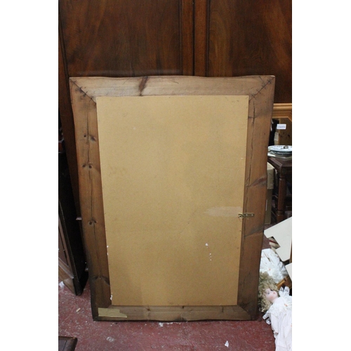 178 - A large chunky pine wall mirror, measuring 32