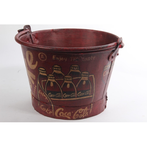 184 - A 'Coke' hand painted metal bucket.