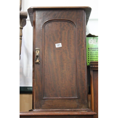 191 - An antique mahogany single door cabinet (a/f).