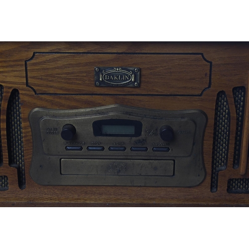 245 - A vintage style Daklin cassette radio player in the style of a gramophone. (untested)