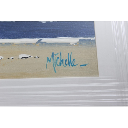 405 - A stunning framed oil painting 'Girl on Beach' signed Michelle (Michelle Carlin), painting measuring... 