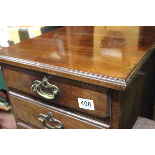 408 - An Antique mahogany chest of five drawers and key, measuring 19