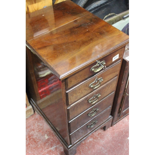 408 - An Antique mahogany chest of five drawers and key, measuring 19