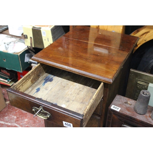 408 - An Antique mahogany chest of five drawers and key, measuring 19