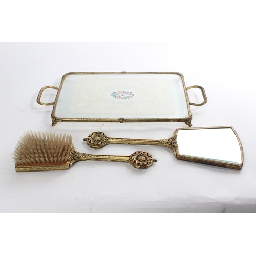 476 - A vintage three piece dressing table set.