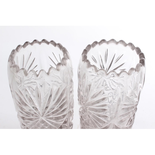 316 - A pair of pressed glass vases.