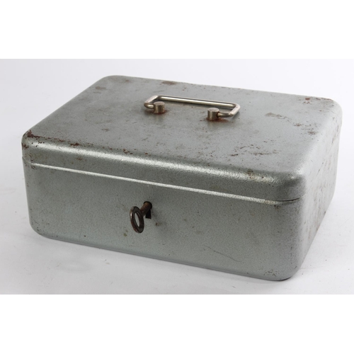 326 - A vintage metal cashbox and contents.