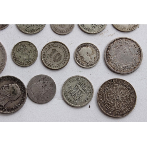 327 - A collection of antique coins to include One Florin, Two Shillings, Six Pence and more.