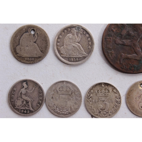 333 - A lot of antique coins to include an 1838 one dime coin and more.