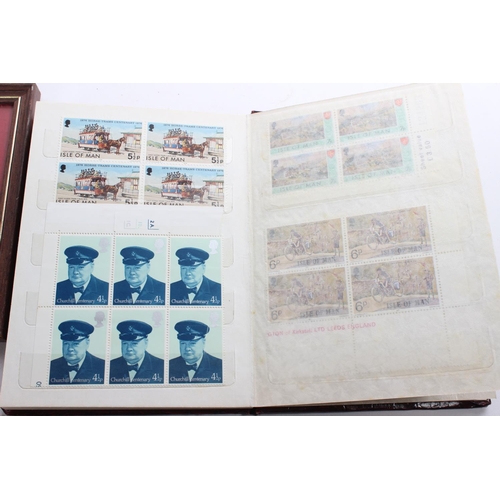 335 - A vintage Netto stamp album and contents and a framed set of four Isle of Man 'Manx Rally' postage s... 