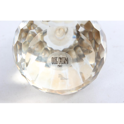 339 - An Oleg Cassini pear shaped crystal paperweight.