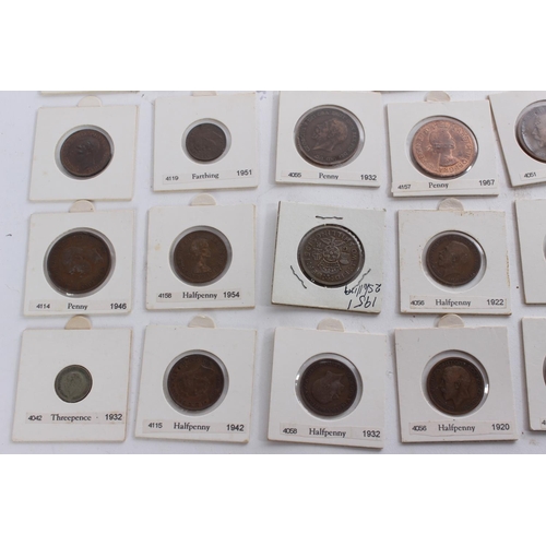 355 - A collection of Antique Farthing coins in their presentation cases.