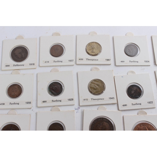 355 - A collection of Antique Farthing coins in their presentation cases.