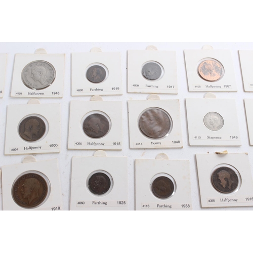 355 - A collection of Antique Farthing coins in their presentation cases.