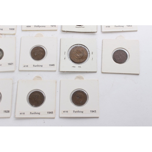 355 - A collection of Antique Farthing coins in their presentation cases.