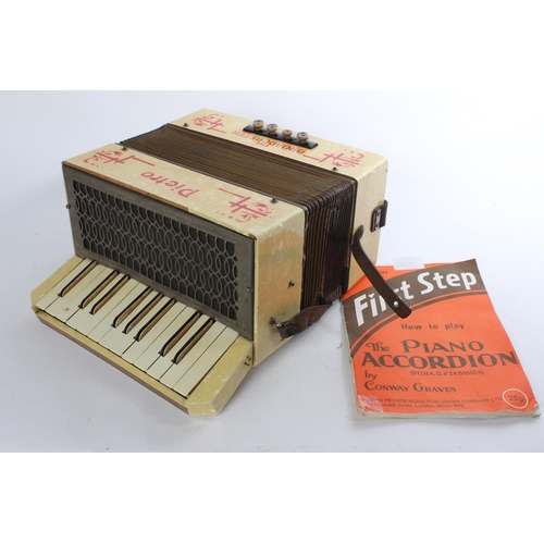 381 - A vintage cased Pietro 'The Broadcaster' accordion together with a 'First Step' How to play the Pian... 