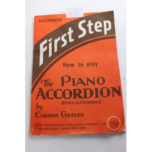 381 - A vintage cased Pietro 'The Broadcaster' accordion together with a 'First Step' How to play the Pian... 