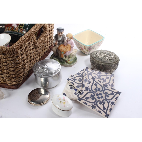 386 - A wicker basket and a collection of ceramics, glassware and more.