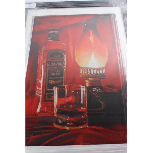 396 - A framed David Sweet 'Bushmills Whiskey' print, print measuring 40cm x 30cm approximately.