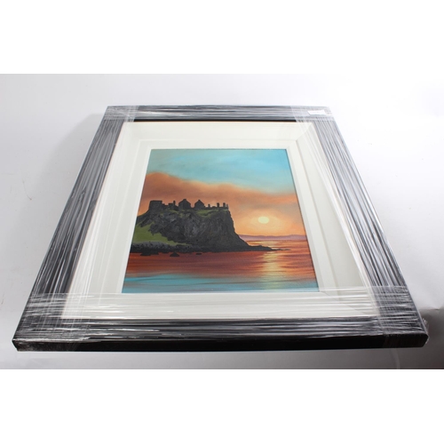 397 - A framed oil painting 'Dunluce Castle Glow' signed Mark Lee McMeekin on reverse, painting measuring ... 