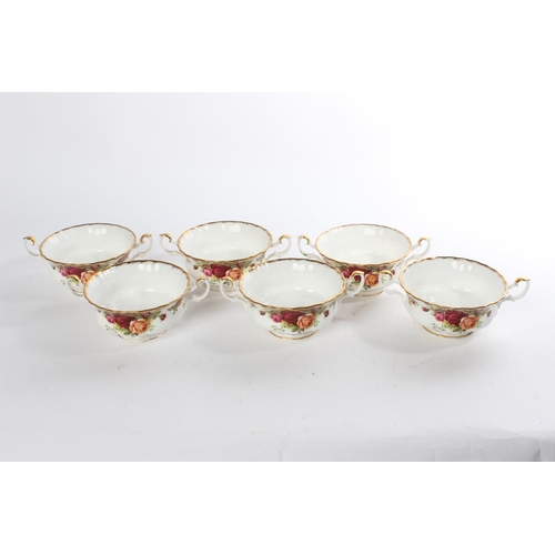 518 - A set of six Royal Albert Old Country Rose soup bowls.