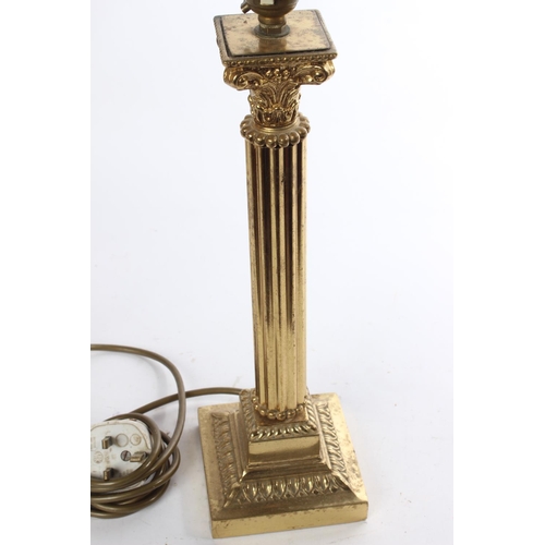 540 - An antique Corinthian brass table lamp base, measuring approximately 16