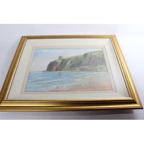 556 - A gilt framed oil painting 'Mussendun Temple' signed Iris Houmann 1972.