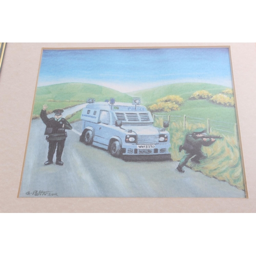 585 - A framed Royal Ulster Constabulary - George Cross picture display.