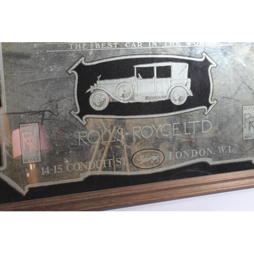 587 - A framed Rolls Royce advertising mirror.