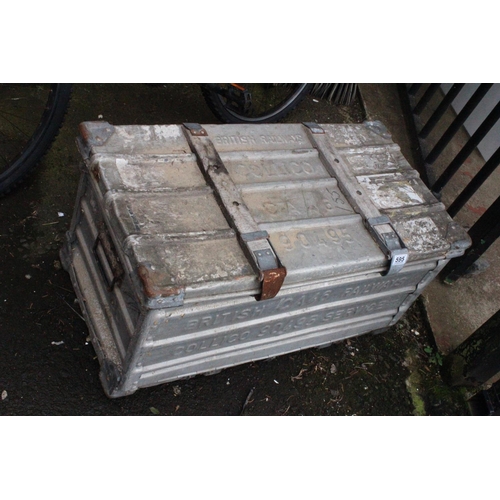 595 - A vintage British Railway's metal storage trunk.