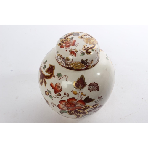 604 - A Mason's Ironstone Brown Velvet patterned ginger jar.