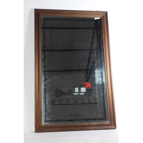 617 - A vintage framed advertising mirror for Renault.