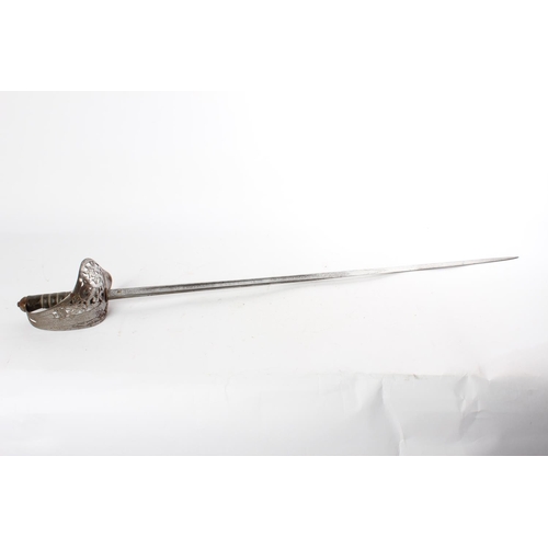 665 - An antique Royal Marine Light Infantry 'Gibraltar' sword with engraved blade and snakeskin handle, n... 