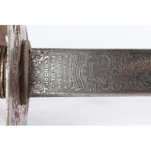 665 - An antique Royal Marine Light Infantry 'Gibraltar' sword with engraved blade and snakeskin handle, n... 