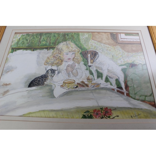 674 - A gilt framed watercolour signed N Richardson.