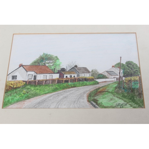 681 - A set of four coloured pencil drawings, signed S O'Neill.