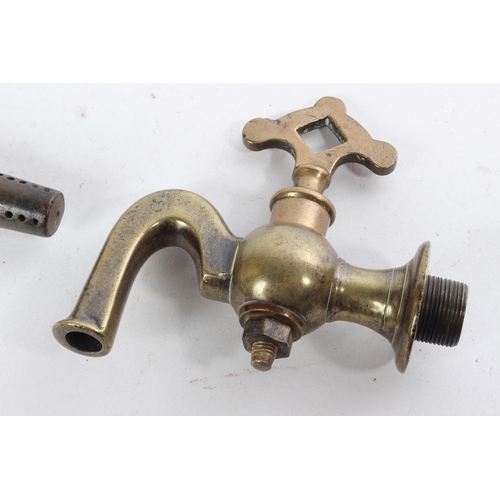 696 - Two Antique brass spigots/ keg taps.