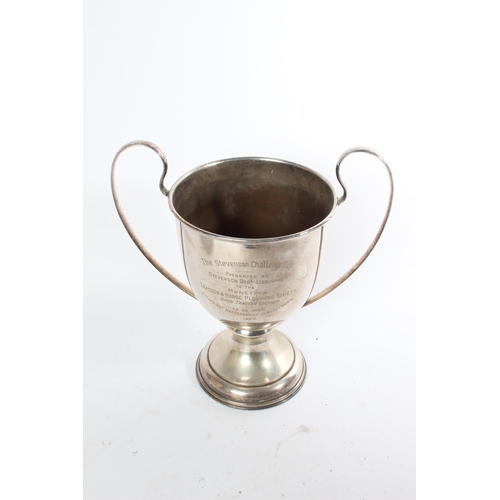 713 - A large silver plated presentation cup 'The Stevenson Challenge Cup - Presented by Stevenson Bros, L... 