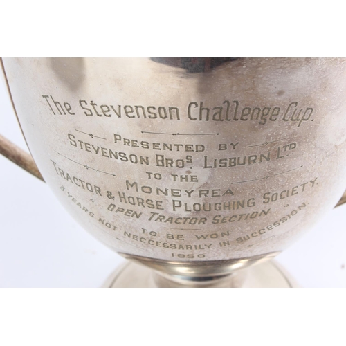 713 - A large silver plated presentation cup 'The Stevenson Challenge Cup - Presented by Stevenson Bros, L... 