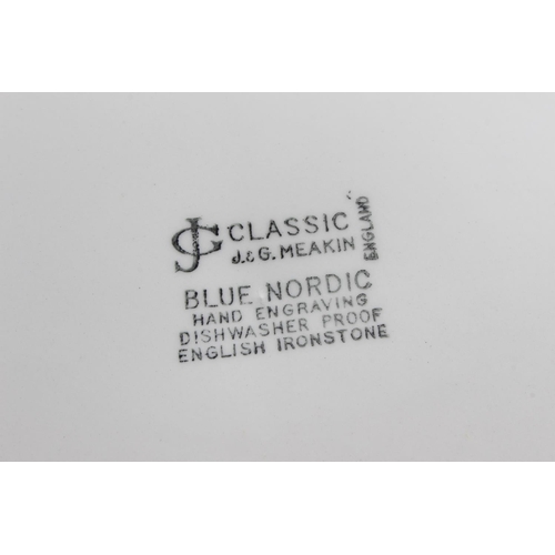 725 - Four J & G Meakin Classic 'Blue Nordic' dinner plates.