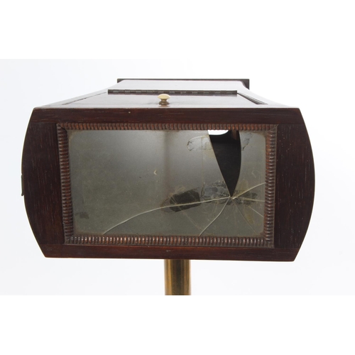 734 - A stunning & unusual antique brass and oak stereoscope slide viewer, mounted on brass base, inscribe... 